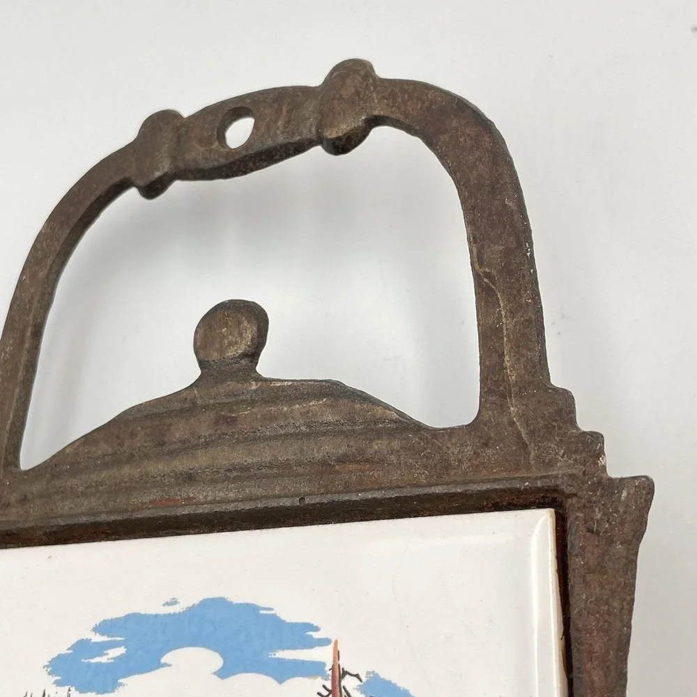 Vintage‎ 1960s Cast Iron Tile Trivet German Black Forest Schwarzwald